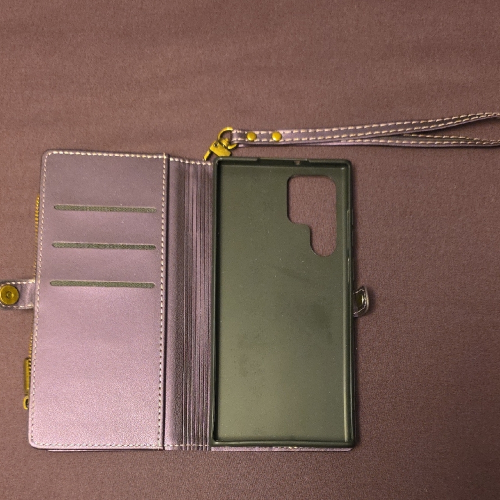 Purple Wallet Phone Case with Strap